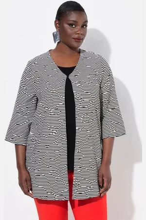 Ulla Popken Sommerjacke Jacke Streifen V-Ausschnitt 3/4-Arm - Verkäufer: Popken Fashion Group