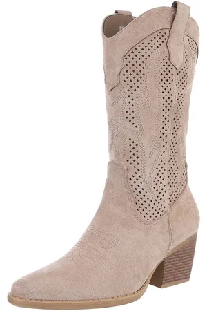Ital-Design Damen Cowboyboots Western Westernstiefel (88671668) Blockabsatz Stiefel in Hellbraun - Verkäufer: