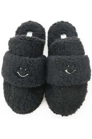 Lara Lauren Warme Kuschelslipper Plüsch Hausschuhe gemütliche Pantoletten mit Smiley-Stitching - Verkäufer: Lililove Geschenkset