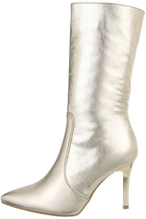 Ital-Design Damen Abendschuhe Elegant High-Heel-Stiefel (85080905) Pfennig-/Stilettoabsatz High-Heel Stiefel in Gold - Verkäufer: