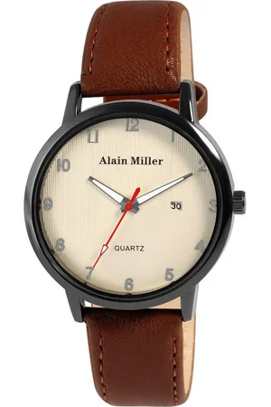 Alain Miller Quarzuhr 2900267 Herrenuhr mit Band aus Lederimitat, braun - Verkäufer: Shaghafi GmbH