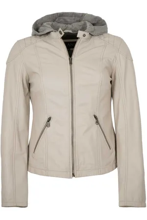 Jilani Lederjacke Laura-1 - Damen Lederjacke Lammnappa Kapuze off white - Verkäufer: Lederjacken24