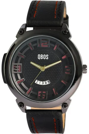 QBOS Quarzuhr 2900252 Herrenuhr mit Lederimitationsband, schwarz/ weiß - Verkäufer: Shaghafi GmbH