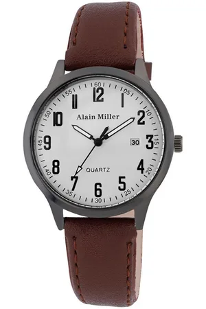 Alain Miller Quarzuhr 2900262 Herrenuhr mit Band aus Lederimitat, braun + - Verkäufer: Shaghafi GmbH