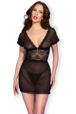 Chilirose Negligé Kurzarm-Negligee in mit String - Verkäufer: Andalous Dessous