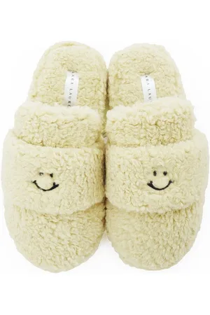 Lara Lauren Warme Kuschelslipper Plüsch Hausschuhe gemütliche Pantoletten mit Smiley-Stitching - Verkäufer: Lililove Geschenkset