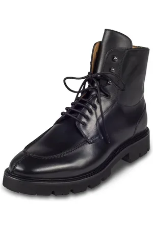 Brecos Herren Leder Schnür-Stiefel schwarz mit Reißverschluß, Split-Toe Derby Stiefel Handgefertigt in Italien - Verkäufer: SISENTO - Italienische Schuhe