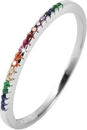 Akzent Silberring Renata 925/Echt Silber rhodiniert, mit buntem Zirkoniabesatz, Ř (Einzeln), Damen Ring - Verkäufer: Shaghafi GmbH