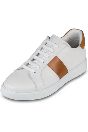 Brecos Leder Sneaker in weiß mit cognak braunen Applikationen, handgefertigt Sneaker - Verkäufer: SISENTO - Italienische Schuhe