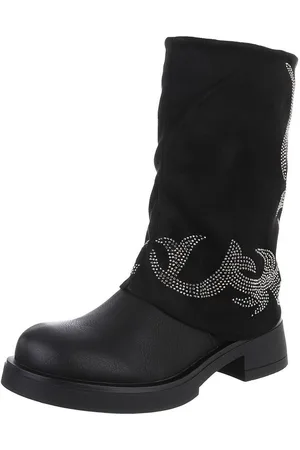 Ital-Design Damen Cowboyboots Biker Westernstiefel (88519569) Blockabsatz Flache Stiefel in - Verkäufer: