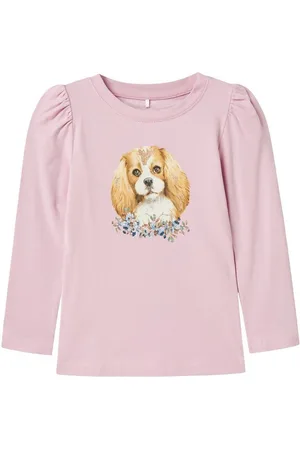 NAME IT Langarmshirt Fotoprint Longsleeve Glitzer Hunde Motiv NMFRAMONI LS TOP BOX - Verkäufer: ARIZONAS
