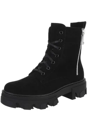 Ital-Design Damen Schnürschuhe Freizeit Schnürstiefelette (87118199) Blockabsatz Plateaustiefeletten in - Verkäufer: