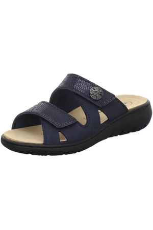 Afs 280840 Wechselfußbett Pantolette für Damen mit Keilabsatz, bequeme Sandalen aus Leder - Verkäufer: