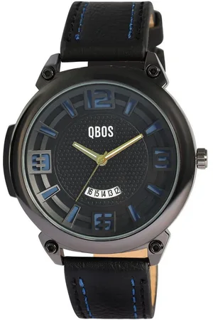 QBOS Quarzuhr 2900252 Herrenuhr mit Lederimitationsband, schwarz/ weiß - Verkäufer: Shaghafi GmbH