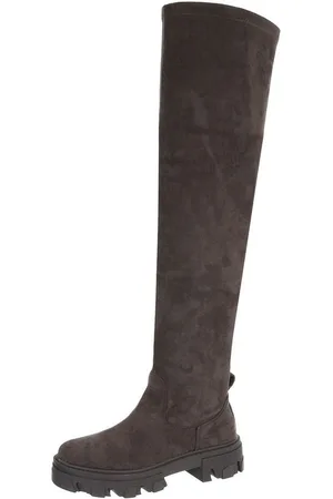 Ital-Design Damen Party & Clubwear Plateaustiefel (87124818) Blockabsatz Overknees in Olive - Verkäufer: