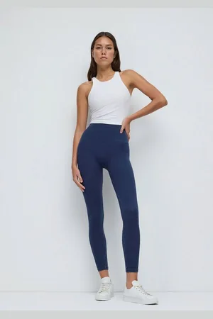 No Matter What Apparel Leggings Marineblau Hohe Taille Gerippte Stretch-Sportleggings - Verkäufer: MegaMerchant