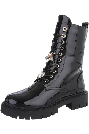 Ital-Design Damen Schnürschuhe Freizeit Schnürstiefelette (87118114) Blockabsatz Plateaustiefeletten in - Verkäufer: