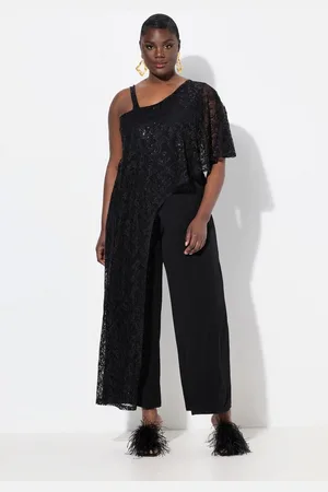 Ulla Popken Funktionshose Jumpsuit Spitzen-Überwurf weites Bein Pailletten - Verkäufer: Popken Fashion Group