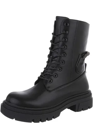 Ital-Design Damen Schnürschuhe Freizeit Schnürstiefelette (87124850) Blockabsatz Plateaustiefeletten in - Verkäufer:
