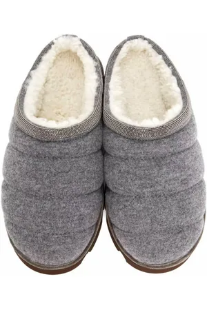 Brunello Cucinelli Gefütterte Kaschmir-Shearling Schuhe mit Monili-Perlen Pantoffel gesteppte Kaschmir-Oberfläche mit Monili-Perlendetails - Verkäufer: eldigo