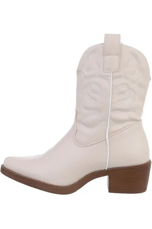 Ital-Design Damen Cowboyboots Western Westernstiefelette (83592485) Blockabsatz Western- & Bikerboots in Beige - Verkäufer: