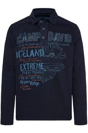 Camp David Langarm-Poloshirt mit Artworks und Twill-Details - Verkäufer: eleven.one