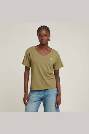 G-Star V-Shirt Open V Relaxed mit Logo Druck
