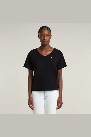 G-Star V-Shirt Open V Relaxed mit Logo Druck