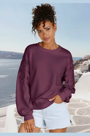 vivance collection Sweatshirt mit Lochstickerei, weicher Baumwoll-Mix