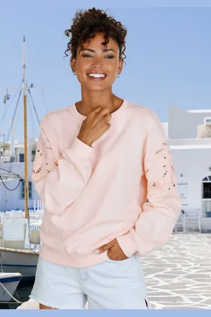 vivance collection Sweatshirt mit Lochstickerei, weicher Baumwoll-Mix