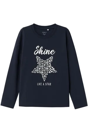 NAME IT Langarmshirt Rundhals Jersey Longsleeve Glitzer Gel Print (1-tlg) NMFRSTAR LS TOP BOX - Verkäufer: ARIZONAS