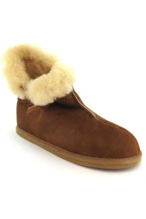 Shepherd Bella, antique cognac/ leo, Winterhausschuhe Hausschuh warm, weich, Lammfell, temperaturregulierend, - Verkäufer: WoolFit