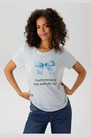 Aniston T-Shirt mit Schleife und Schriftzug bedruckt - NEUE KOLLEKTION