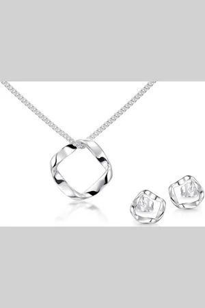 Silberkettenstore Schmuckset Schmuckset 3tlg. Kette mit Ohrstecker, wellig SJR 2054 - 925 Silber - Verkäufer: silberketten-store