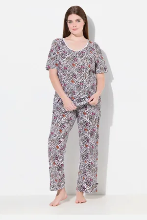 Ulla Popken Pyjama TRUYOU Pyjama Leomuster V-Ausschnitt Halbarm - Verkäufer: Popken Fashion Group