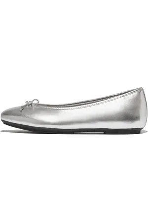 FitFlop DELICATO BOW SOFT Metallic Leather Ballerina Silver - Verkäufer: Shoedeal Jana Sievers e.K.