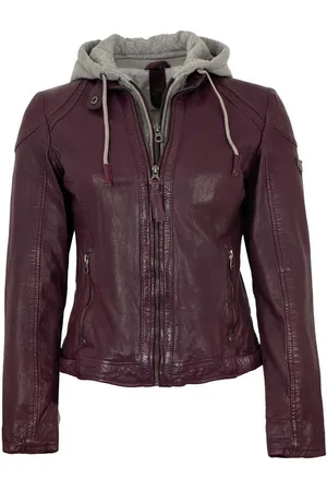 Mauritius Lederjacke GWAnni Gipsy - Damen Lederjacke Lammnappa Kapuze purple - Verkäufer: Lederjacken24
