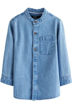 Next Langarmhemd Jeanshemd mit Henley-Kragen 100 % Baumwolle (1-tlg) - Verkäufer: Germany GmbH
