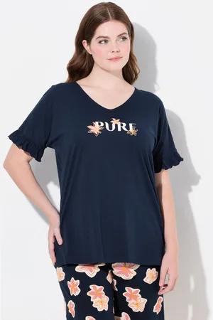 Ulla Popken Pyjama Pyjamashirt Pure V-Ausschnitt Flügelarm - Verkäufer: Popken Fashion Group