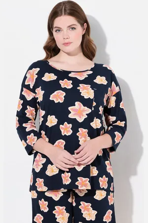 Ulla Popken Pyjama Pyjamashirt Oversized Rundhals 3/4-Arm - Verkäufer: Popken Fashion Group