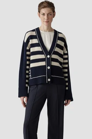 Le Comte Strickjacke Strickjacke mit Perlfang-Strickart und Streifenmuster