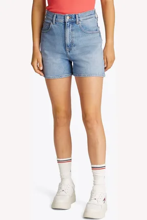 Tommy Hilfiger Shorts MOM SHORT BI0112 mit Logo-Badge, in blauer Waschung