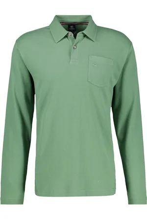Lerros Langarmshirt Herren Langarmpolo in Waffel-Piqué