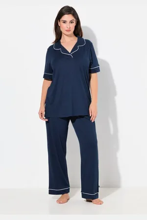 Ulla Popken Pyjama Pyjama Zierpaspeln Reverskragen Halbarm - Verkäufer: Popken Fashion Group