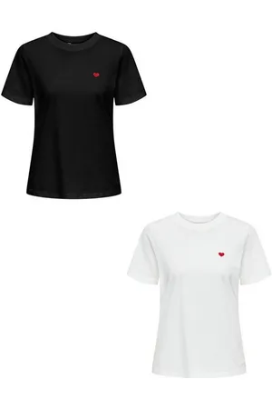 JACQUELINE DE YONG T-Shirt T-Shirt 2er-Set Rundhals Kurzarn lockeres Baumwolle Shirt (2-tlg) JDYPISA S/S PRINT TOP JRS NOOS - Verkäufer: ARIZONAS