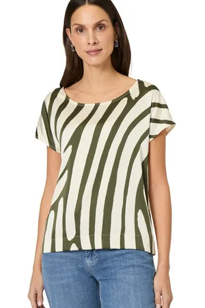 Zero Kurzarmshirt Satinshirt mit Print (1-tlg) Plain/ohne Details