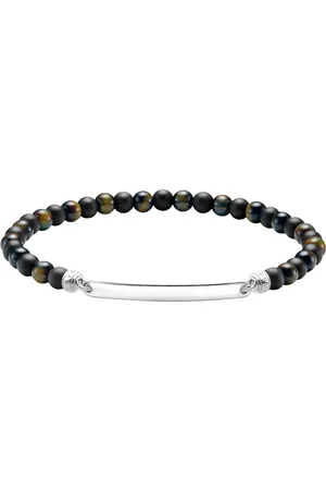 Thomas Sabo Armband Gravierbares Armband mit Beads, A2178-372-7-L21, mit Obsidian, Tigerauge