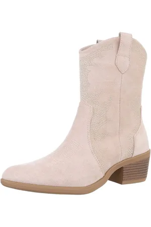 Ital-Design Damen Cowboyboots Western Westernstiefelette (88812597) Blockabsatz Stiefeletten in Beige - Verkäufer: