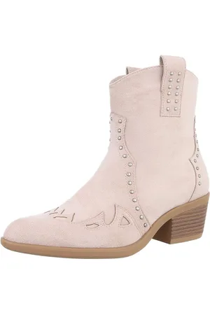 Ital-Design Damen Cowboyboots Western Westernstiefelette (88812588) Blockabsatz Stiefeletten in Beige - Verkäufer: