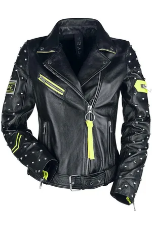 Mauritius Lederjacke G2GMighty SF LAROXV Bikerjacke mit Nieten und Applikationen in gelb - Verkäufer: LOGWOOD-STORE